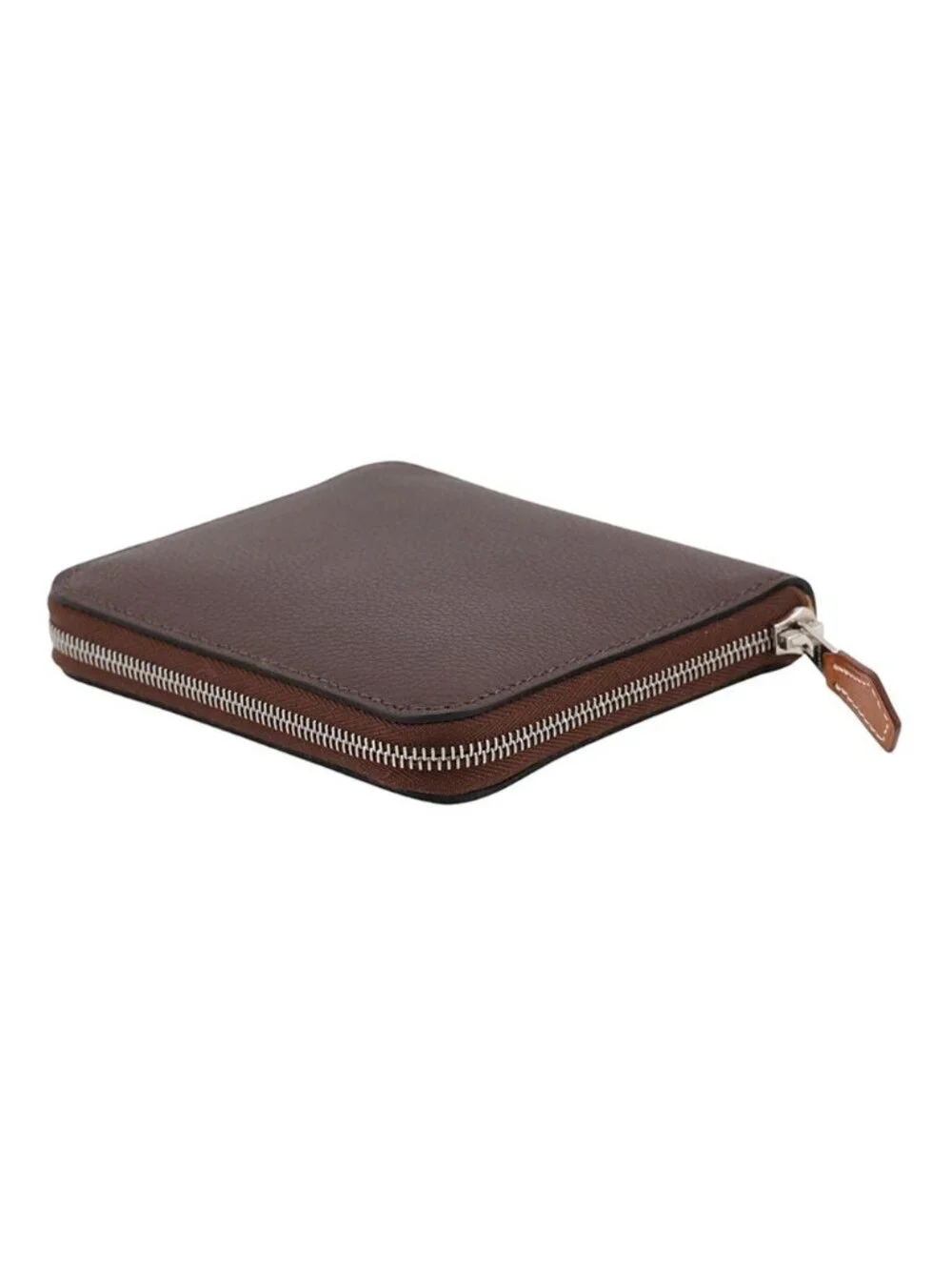 Hermes Coin Purse Azap Compact Silk in Mocha Silver Evercolor
